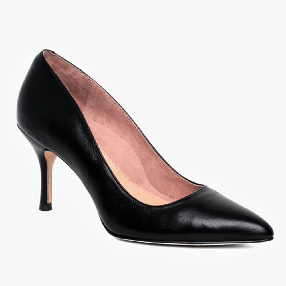 Sleek Black Leather Heels
